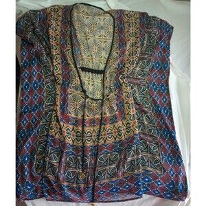 Bleu/Rod Beattie Swimsuit Coverup Large Women's Beach Pool Neutral Geometric